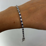 Bracciale tennis alternato zircone blu e bianco
