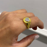 Anello sigillo cuore pavé