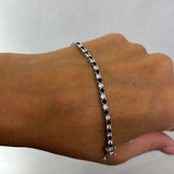 Bracciale tennis alternato zircone blu e bianco