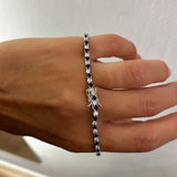 Bracciale tennis alternato zircone blu e bianco