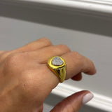 Anello sigillo cuore pavé