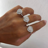 Anello cuore baguette