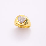 Anello sigillo cuore pavé