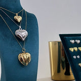 Collana cuore tondo bombato