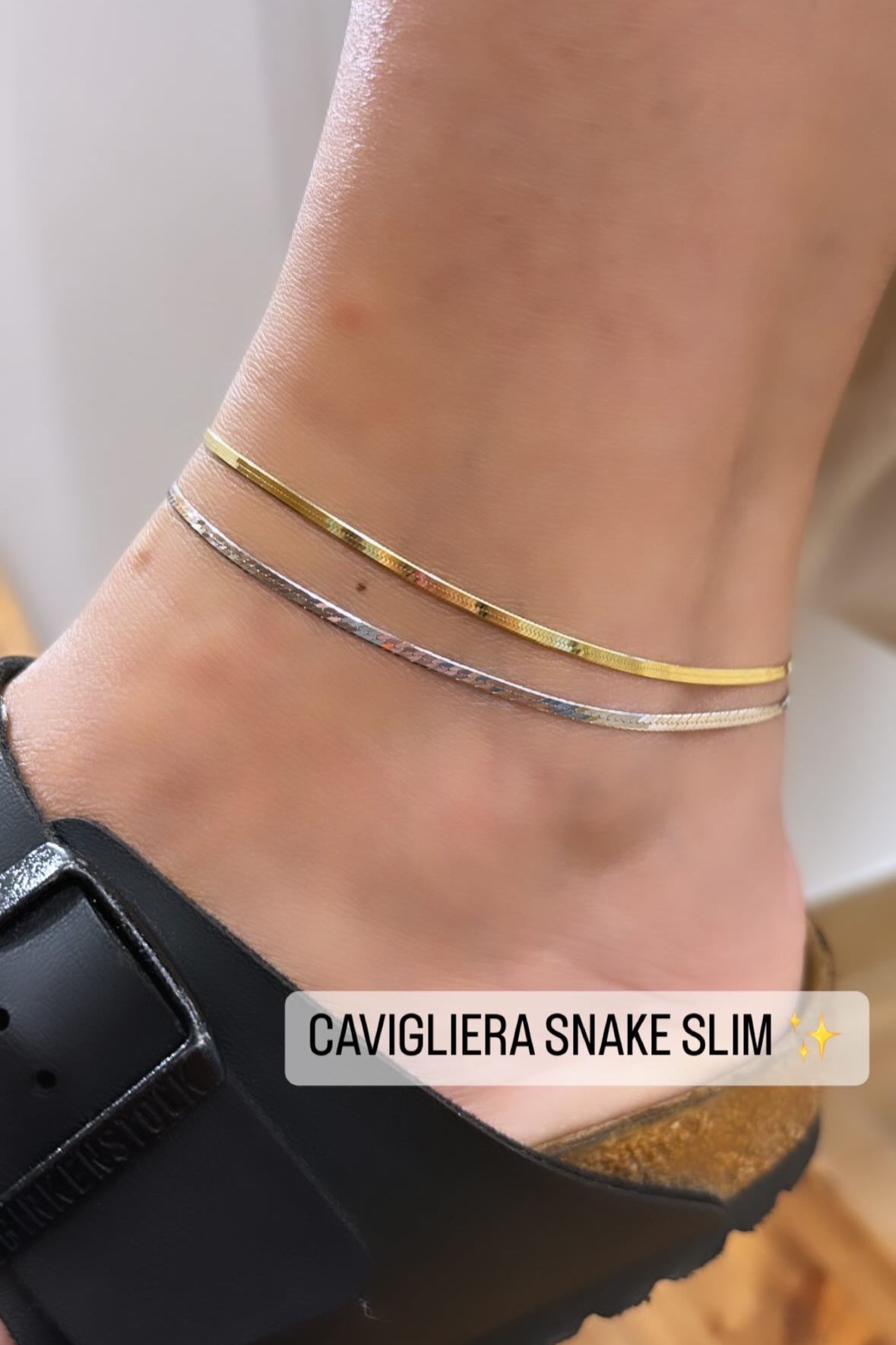 Cavigliera Belcher In Argento Sterling Placcato Oro - Gioiello Regolabile Con Pietra Rotonda Crema (2,1g)