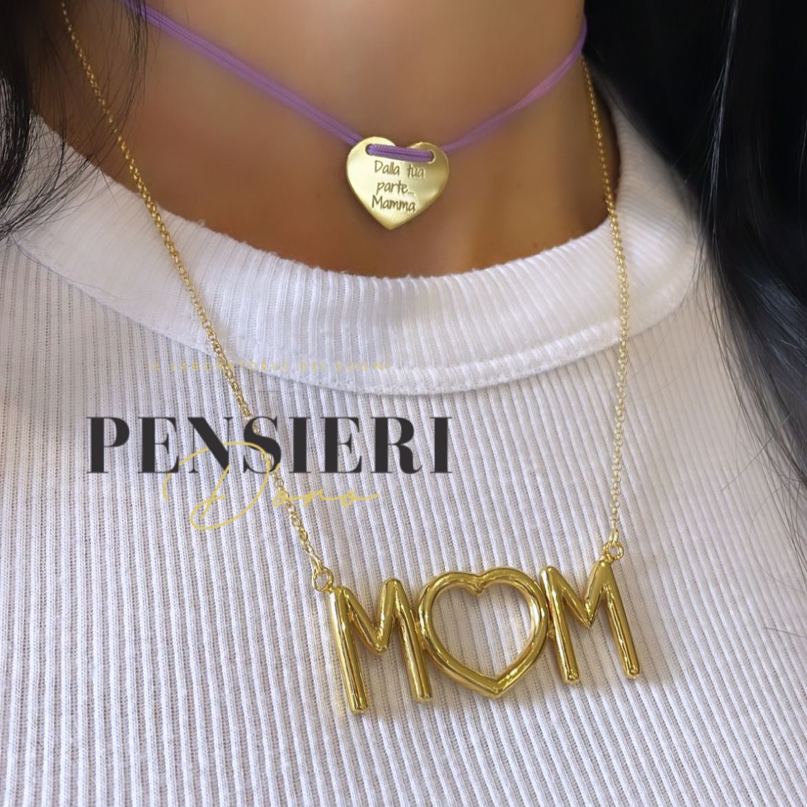 KIDULT Life Collection - Collana Donna 'Mom Loves You' - 751207 - Ciondolo Significativo Ipoallergenico